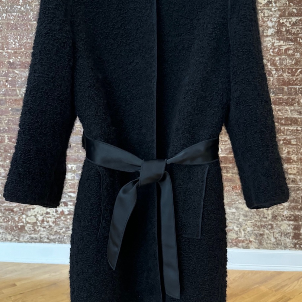 DOLCE & GABBANA - Black Wool/Mohair/Alpaca Coat with Leopard lining - Picture 6 of 15
